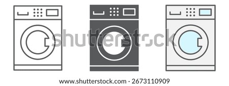 Self service laundry line icon, dry cleaning and wash, washing machine sign vector graphics, editable stroke linear icon, eps 10