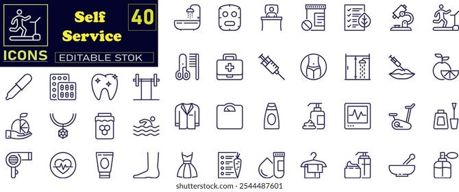 Self service line web icons. Containing automation, kiosk, convenience icons .