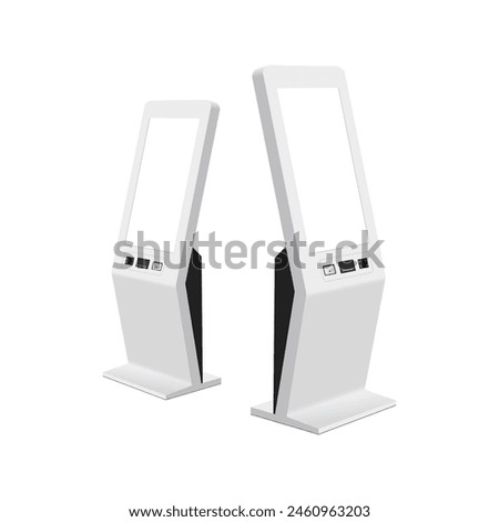 Self Service Payment Terminal, Visitor Registration Digital Kiosk, Ticket Machine, Side View. Vector Illustration