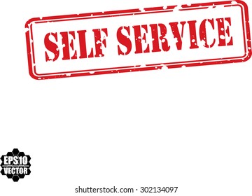 Self Service Red Grunge Rubber Stamp On White Background, The System Whereby Customers Select Goods For Themselves. Vector.