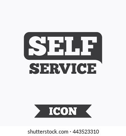 Self service sign icon. Maintenance button. Graphic design element. Flat self service symbol on white background. Vector