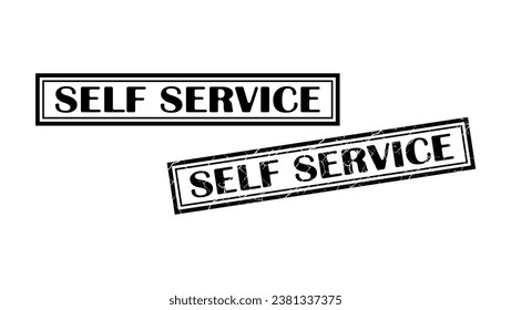 Self Service stamp, black isolated silhouette