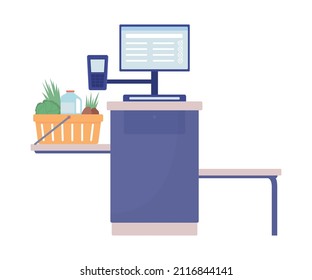 Self service terminal semi flat color vector object. Realistic item on white. Supermarket product scanner isolated modern cartoon style illustration for graphic design and animation