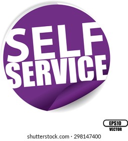 Self service text on violet sticker, label, sign and icon - Vector illustration.