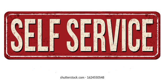 Self service vintage rusty metal sign on a white background, vector illustration