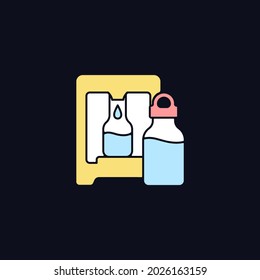 Self service water refill station RGB color icon for dark theme. Vending machine. Dispenser for liquid. Isolated vector illustration on night mode background. Simple filled line drawing on black