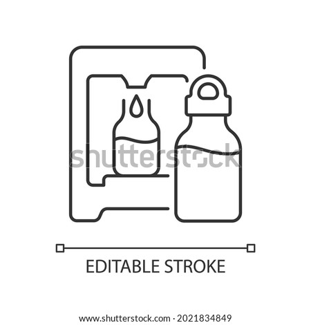 Self service water refill station linear icon. Vending machine. Dispenser for purified liquid. Thin line customizable illustration. Contour symbol. Vector isolated outline drawing. Editable stroke
