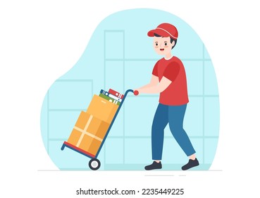 Self Storage of Cardboard Boxes Filled with Unused Items in Mini Warehouse or Rental Garage in Flat Cartoon Hand Drawn Templates Illustration