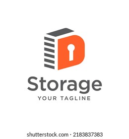 Self storage logo design letter D Safe storage garage vector illustration.key,garage symbol,D,design template