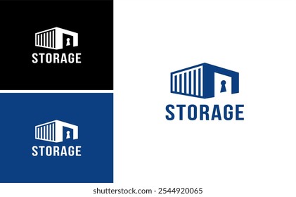 Diseño de logotipo de autoalmacenamiento alquiler almacén logística fábrica Vector