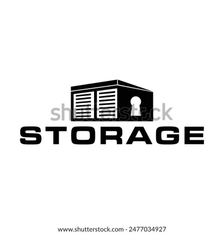 Self storage logo design. Safe storage garage vector illustration template