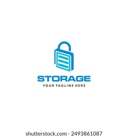 Self storage logo design template. Safe storage garage vector illustration. With concept of padlock and garage symbol combination.