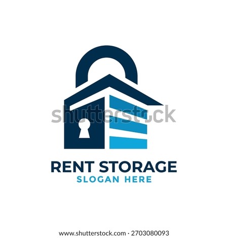 Self storage logo design template. Safe storage garage vector illustration. With concept of padlock and garage symbol combination.