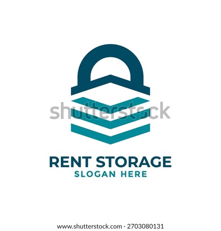 Self storage logo design template. Safe storage garage vector illustration. With concept of padlock and garage symbol combination.