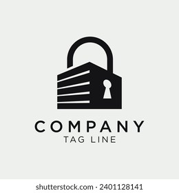 self storage logo. padlock and warehouse security symbol design