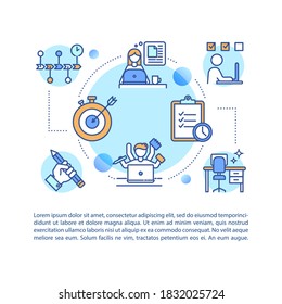 Self study concept icon with text. Multitasking. Autodidactism. Remote education. Home assignments. PPT page vector template. Brochure, magazine, booklet design element with linear illustrations