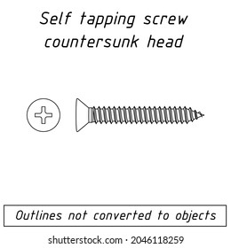 self tapping screw countersunk head outline blueprint