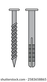 Self tapping screw and dowel flat icon colorful clipart for product catalogs construction guides educational resources infographics labels digital applications