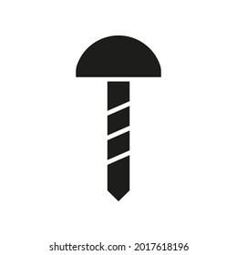 Self tapping screw icon. Repair and build black silhouette pictogram. Vector isolated on white.