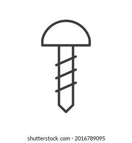 Self tapping screw line icon. Repair and build outline pictogram. Vector isolated on white.	