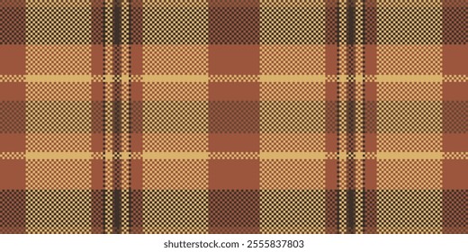 Self texture vector fabric, serene textile tartan check. Underwear seamless plaid background pattern in orange and amber colors palette.