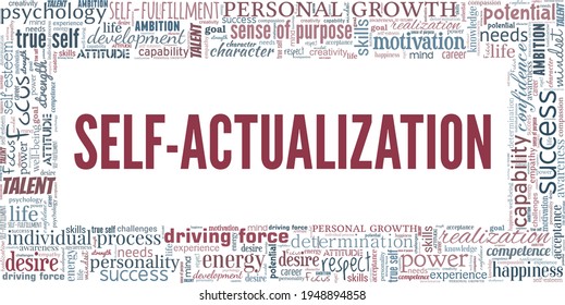 Self-actualization vector illustration word cloud isolated on a white background.