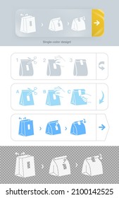 Self-adhesive label for opening and closing packaging. The illustration is made in a single colorful style, for maximum printing efficiency. Ideal for use in printing, promo, packaging. EPS10.