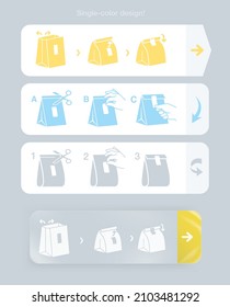 Self-adhesive label for opening and closing packaging. The illustration is made in a single colorful style, for maximum printing efficiency. Ideal for use in printing, promo, packaging. EPS10.	
