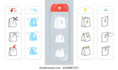 Self-adhesive label for opening and closing packaging. Vector illustration. Great for your design. EPS10.