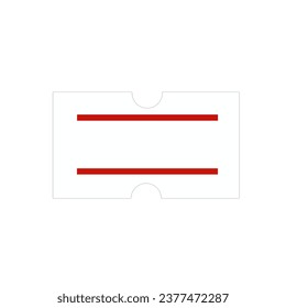 Self-adhesive paper price tag with two red stripes. Vector illustration isolated on white background.