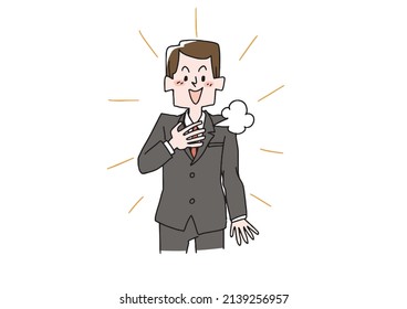 Self-appealing male comical handwritten person vector, color on line drawing