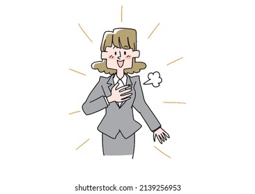  Self-appealing woman, comical handwritten person, vector, line drawing and color