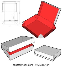 Self-assembling Folding Box. Ease of assembly, no need for glue (Internal measurement 20x15x5cm). The .eps file is full scale and fully functional. Prepared for real cardboard production.