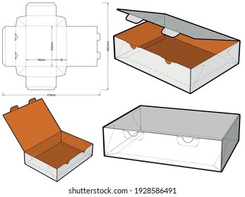 Self-assembling Folding Box. Ease of assembly, no need for glue (Internal measurement 20x15x5cm). The .eps file is full scale and fully functional. Prepared for real cardboard production.