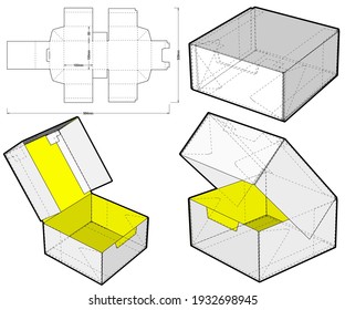 Self-assembling Folding Box. Ease of assembly, no need for glue (Internal measurement 10x10x5cm). The .eps file is full scale and fully functional. Prepared for real cardboard production.