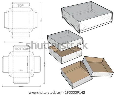 Self-assembling Folding Box. Ease of assembly, no need for glue (Internal measurement 20x20x6cm). The .eps file is full scale and fully functional. Prepared for real cardboard production.