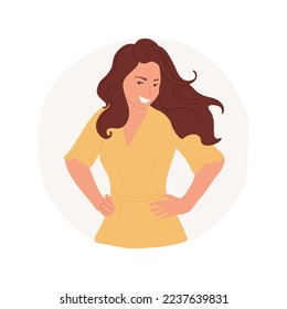 Self-awareness isolated cartoon vector illustration. Young woman radiates self-confidence, people mental and psychological health, understanding emotions and feelings vector cartoon.