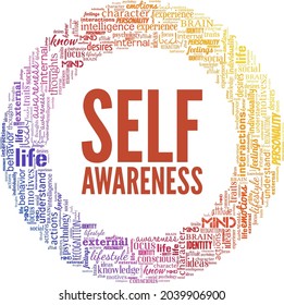 Self-Awareness vector illustration word cloud isolated on a white background.