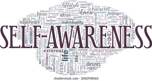 Self-Awareness vector illustration word cloud isolated on a white background.