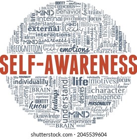 Self-Awareness vector illustration word cloud isolated on a white background.