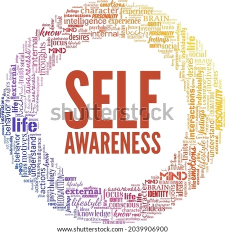 Self-Awareness vector illustration word cloud isolated on a white background.