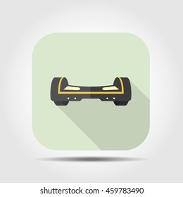 self-balancing electric scooter flat icon with long shadow, vector illustration