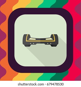 self-balancing electric scooter flat icon with long shadow, vector illustration