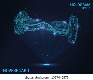 Self-balancing Scooter Hologram. Digital And Technological Background Hoverboard. Futuristic Hoverboard Design