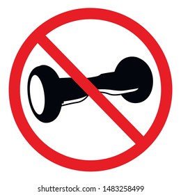 self-balancing scooter is prohibited icon. flat design isolated on white. black line adapted for web sites and mobile applications. vector image.