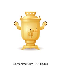 Self-boiler heated metal container traditionally used in Russia Illustration in cartoon style isolated on white.