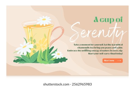 Self-Care Banner with Chamomile Tea