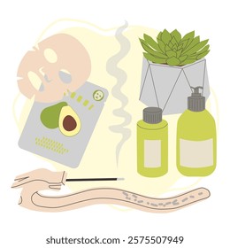 Self-care and beauty set. Perfect for spa, salon, lifestyle design, scrapbooking, posters and beauty projects.