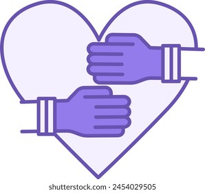 Self-Care Color Icon. Vector Icon. Human Hands Hug Heart. Love yourself. Healthy lifestyle. Wellness Concept