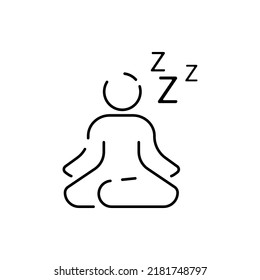 Selfcare line icon. Meditation, yoga, indifference. Mental health concept. Vector for topics like healthy lifestyle, psychology, alternative therapy. Sleep or sleepy